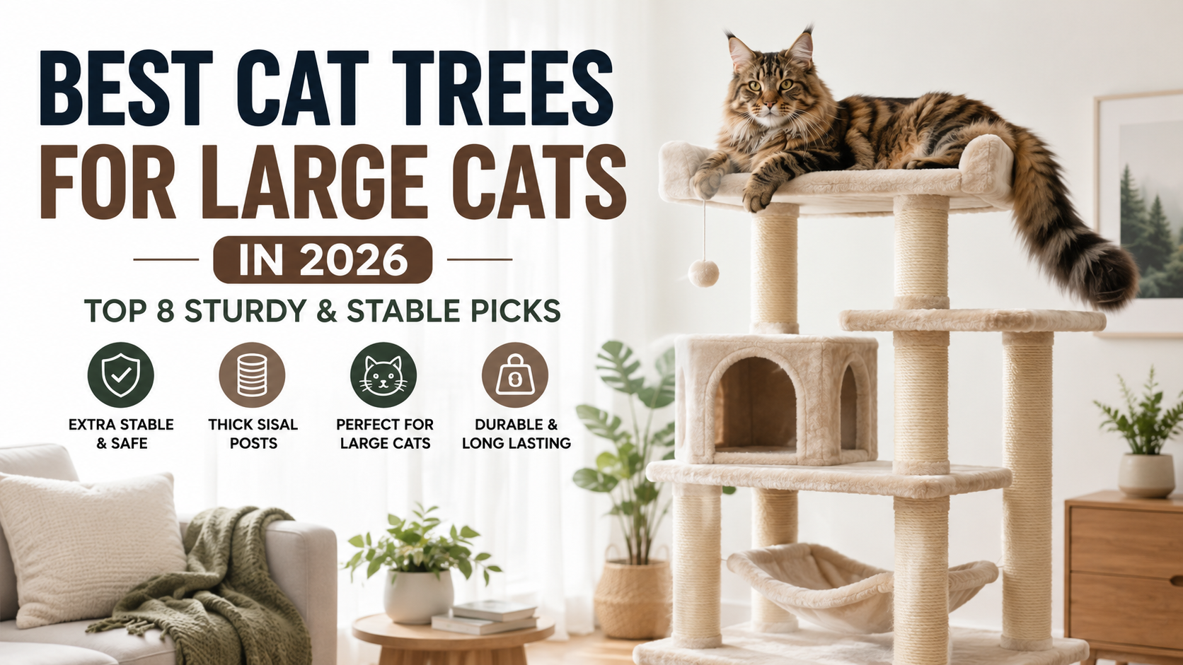 Best Cat Trees for Large Cats in 2026: Top 8 Sturdy & Stable Picks