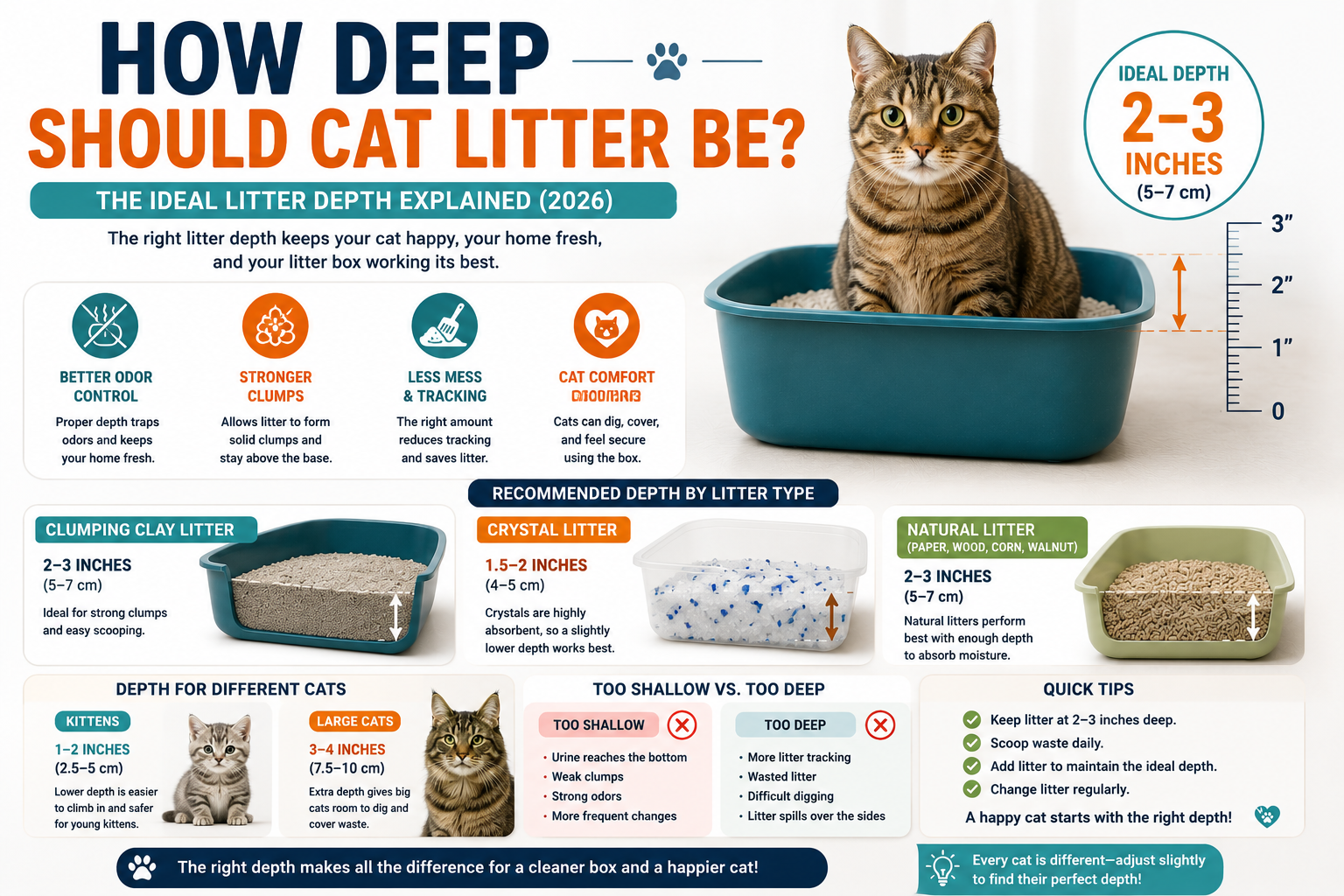 How Deep Should Cat Litter Be? The Ideal Litter Depth Explained (2026)