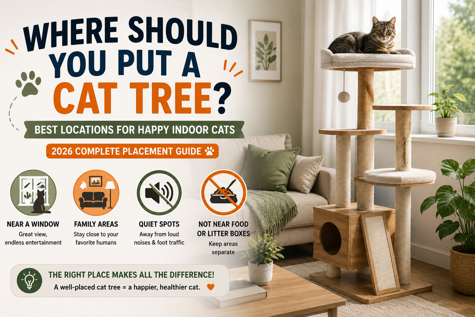 Where to Put a Cat Tree? Best Locations for Happy Indoor Cats (2026)