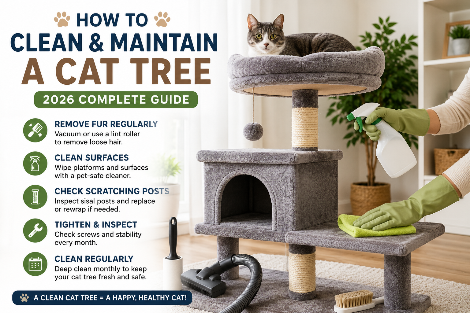How to Clean and Maintain a Cat Tree (2026 Complete Guide)