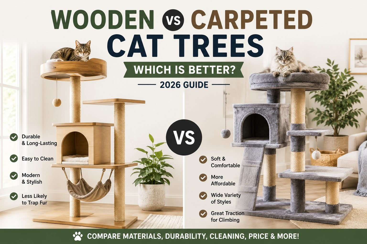Wooden vs Carpeted Cat Trees: Which Is Better? (2026 Guide)