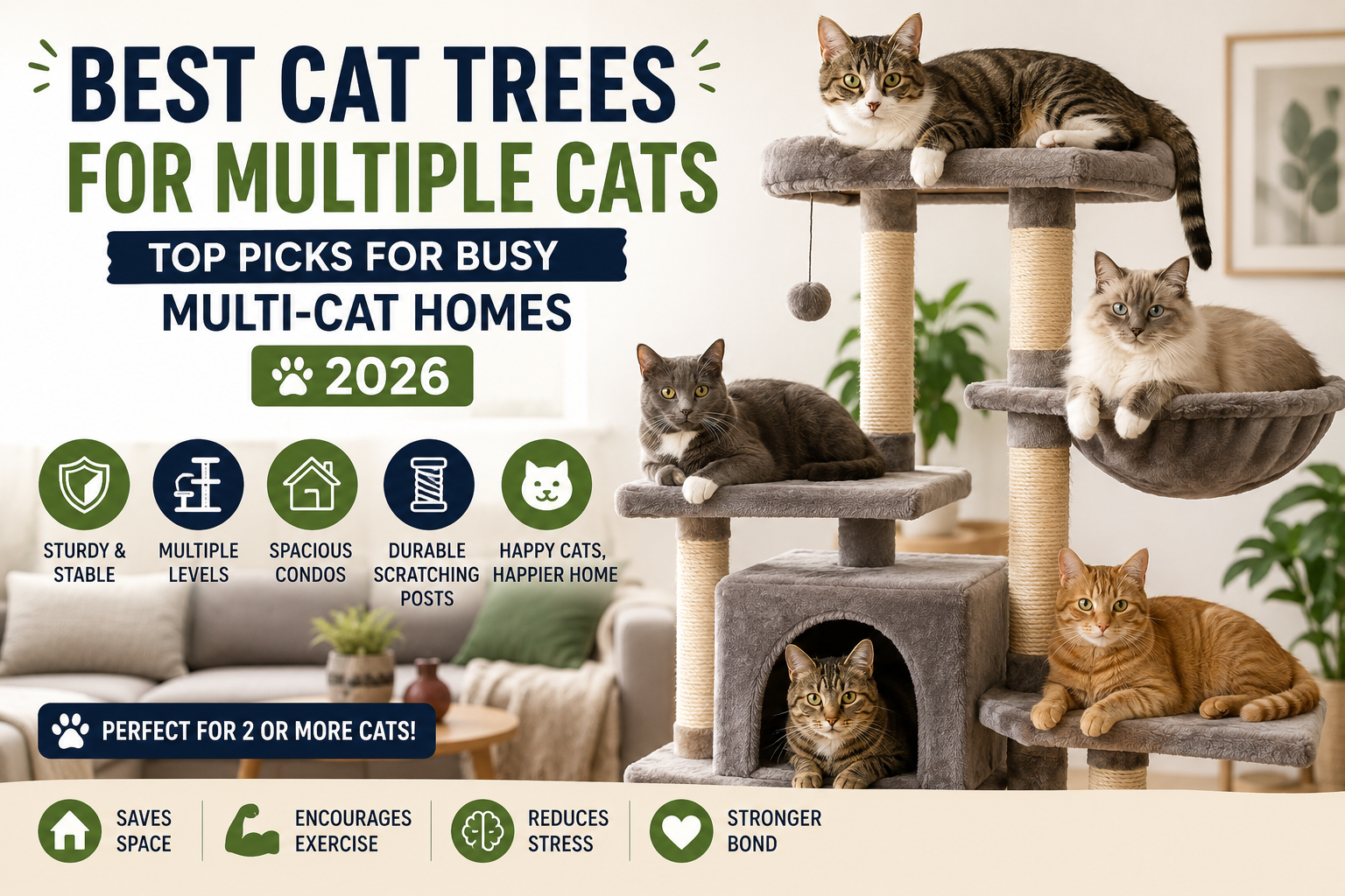 Best Cat Trees for Multiple Cats in 2026