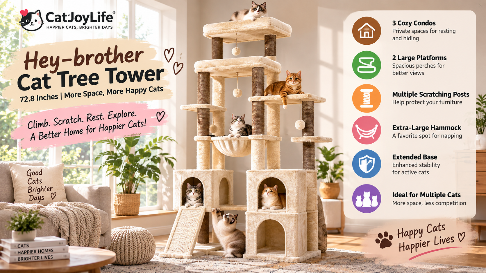 Hey-brother 72.8-Inch Cat Tree Review – Is It Worth It?