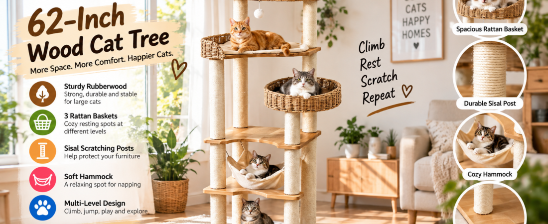 62-Inch Wood Cat Tree for Large Cats Review