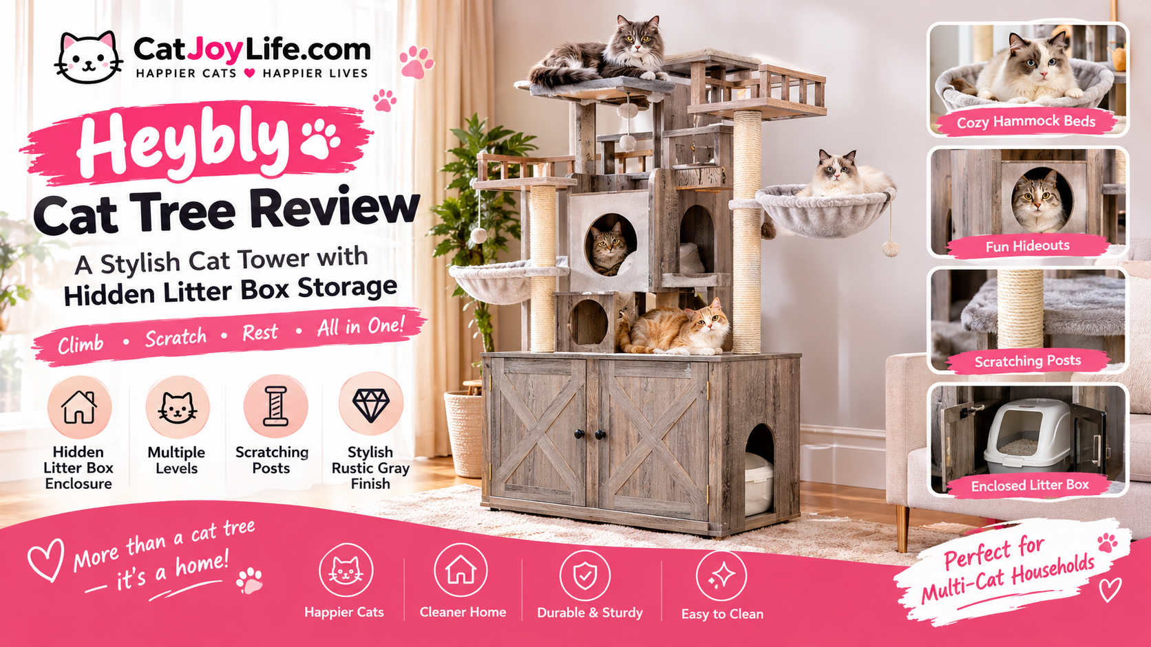 Heybly Cat Tree Review 2026: Hidden Litter Box